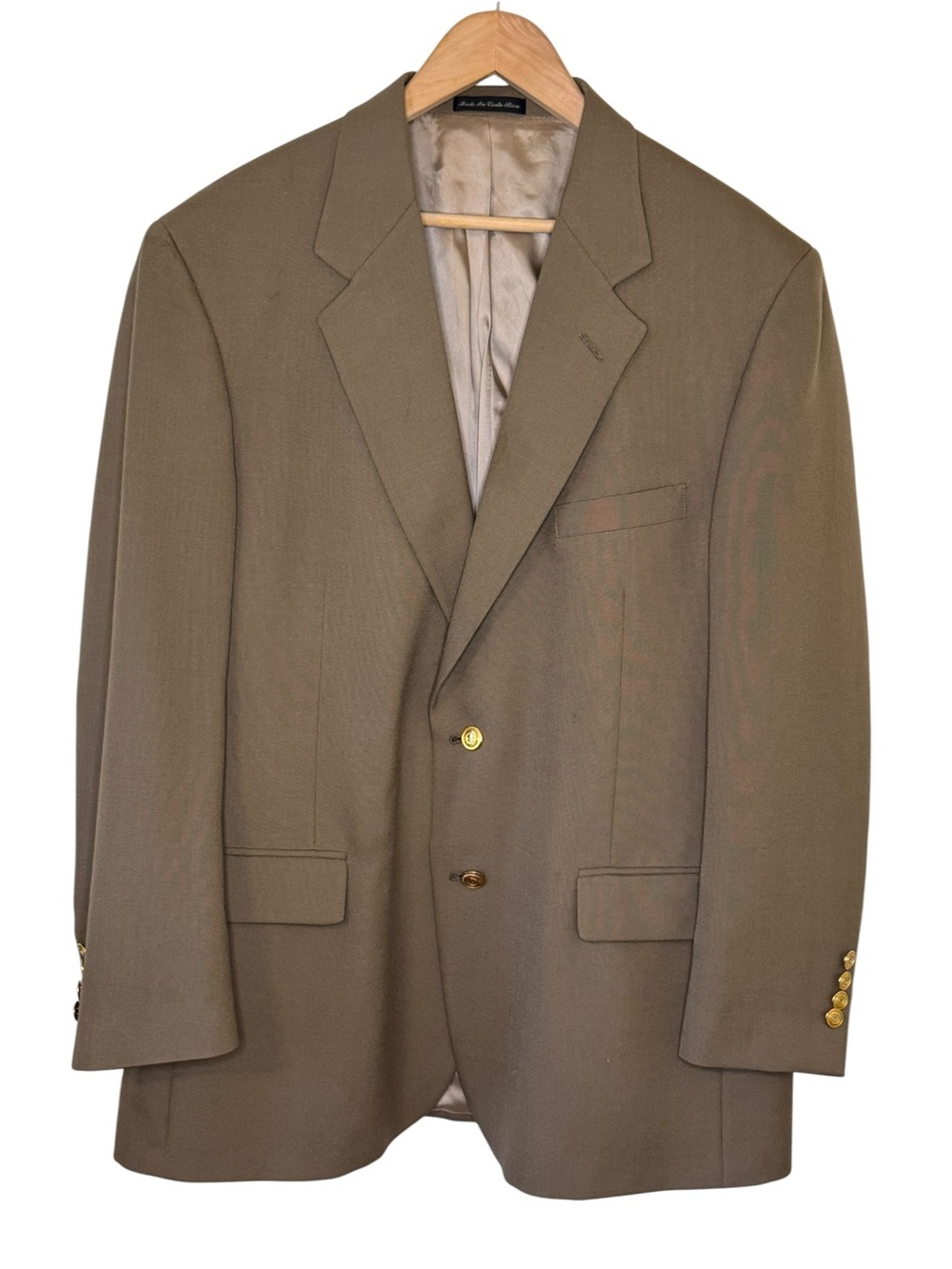Wimbledon Brown Two-Button Men's Sport Coat Wimbledon Gold Buttons Size 44R